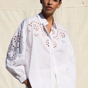 Rails Elegant White Eyelet Blouse